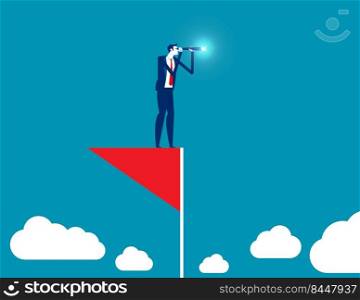 Leaders stand on the flag of success and find new investments