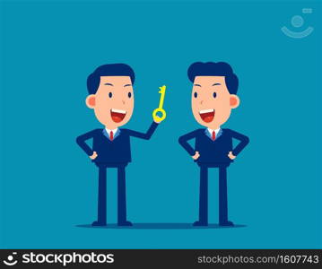 Leaders talking guidance for employee. Instruction concept. Cute business cartoon vector design.