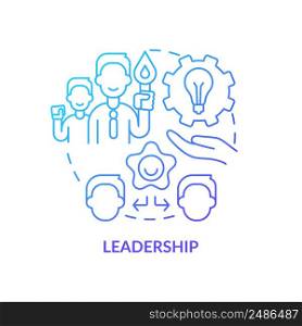Leadership blue gradient concept icon. Innovation management key area abstract idea thin line illustration. Inspire worker productivity. Isolated outline drawing. Myriad Pro-Bold font used. Leadership blue gradient concept icon
