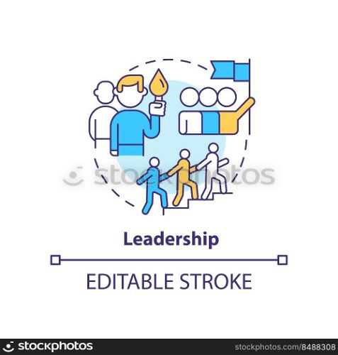 Leadership concept icon. Factor influencing organizational culture abstract idea thin line illustration. Team development. Isolated outline drawing. Editable stroke. Arial, Myriad Pro-Bold fonts used. Leadership concept icon