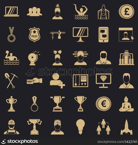 Leadership icons set. Simple style of 36 leadership vector icons for web for any design. Leadership icons set, simple style