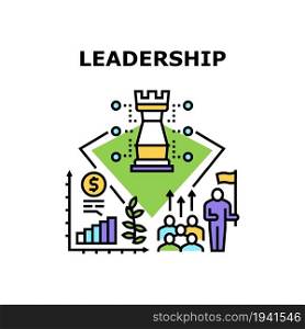 Leadership Skill Vector Icon Concept. Leadership Skill For Educate And Managing Team Colleagues, Increase Sales And Money Profit. Strategy Planning And Monitoring Working Process Color Illustration. Leadership Skill Vector Concept Color Illustration
