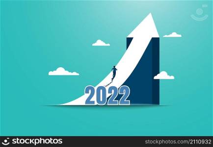 Leadership to reach businessman of success. Businessman running to the top of the arrow graph. Business concept of goals, success, ambition, achievement and challenges. Vector EPS.10