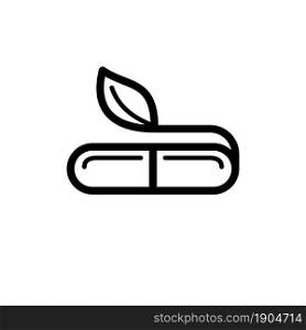 leaf and capsule line icon