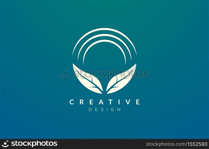 Leaf and circle combination logo design for spa, hotel, beauty, health, fashion, cosmetic, boutique, salon, yoga, therapy. Simple and modern vector design for your business brand or product
