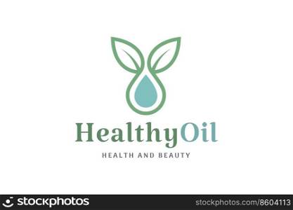 Leaf and droplet logo for beauty industry