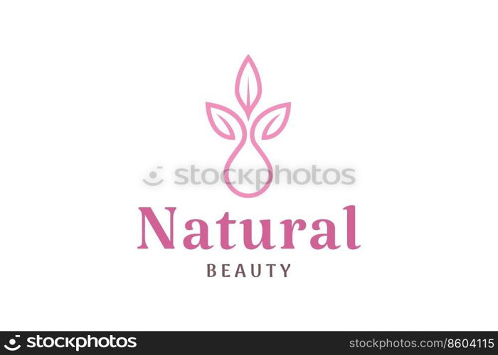 Leaf and droplet logo for beauty industry