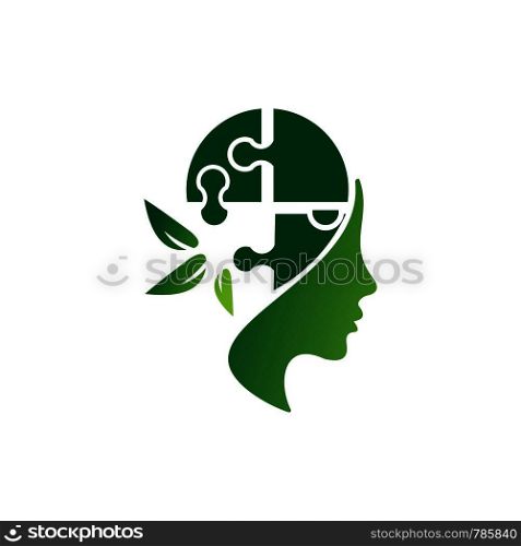 leaf and face logo template