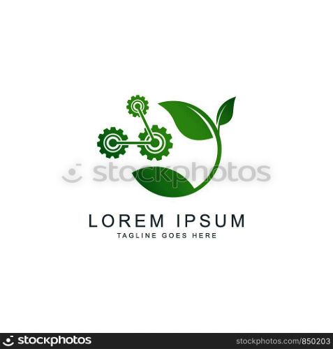 leaf and industrial logo template