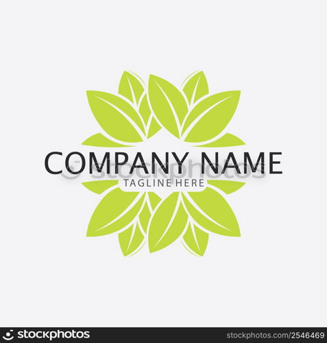 LEAF AND NATURE TREE LOGO FOR BUSINESS VECTOR GREEN PLANT ECOLOGY DESIGN ICON