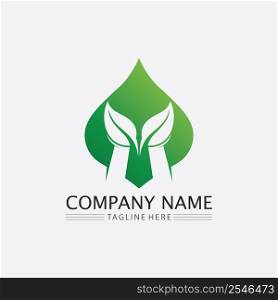 LEAF AND NATURE TREE LOGO FOR BUSINESS VECTOR GREEN PLANT ECOLOGY DESIGN ICON