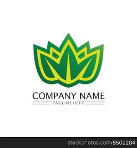 LEAF AND NATURE TREE LOGO FOR BUSINESS VECTOR GREEN PLANT ECOLOGY DESIGN ICON
