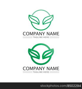 LEAF AND NATURE TREE LOGO FOR BUSINESS VECTOR GREEN PLANT ECOLOGY DESIGN ICON