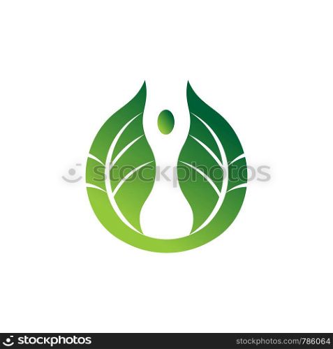 leaf and people logo template