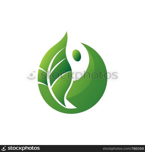 leaf and people logo template