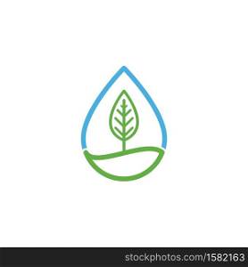 Leaf and Water drop illustration Logo template vector design