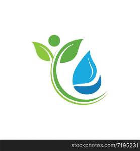 Leaf and water logo and symbol vector