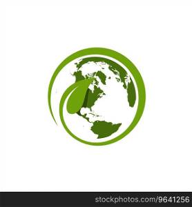 Leaf around world logo template Royalty Free Vector Image