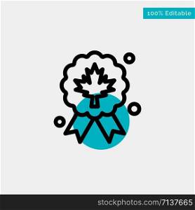 Leaf, Award, Badge, Quality turquoise highlight circle point Vector icon