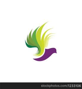 Leaf bird Logo vector design. Dove logo vector design.