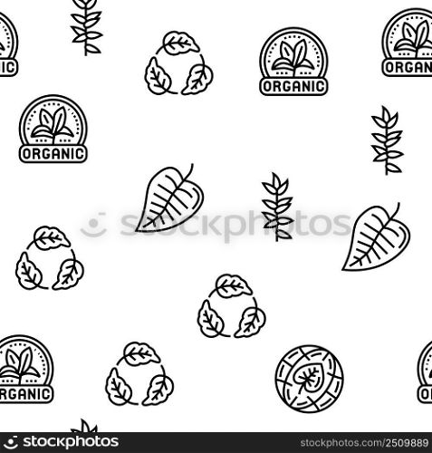 Leaf Branch Natural Foliage Tree Vector Seamless Pattern Thin Line Illustration. Leaf Branch Natural Foliage Tree Vector Seamless Pattern