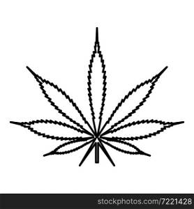 Leaf Cannabis Marijuana Hemp contour outline icon black color vector illustration flat style simple image. Leaf Cannabis Marijuana Hemp contour outline icon black color vector illustration flat style image