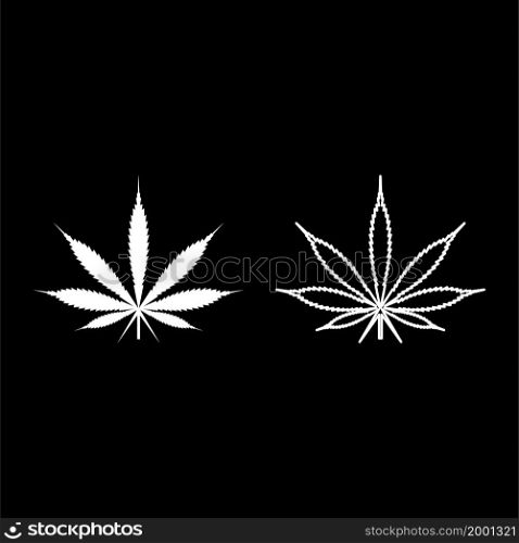 Leaf Cannabis Marijuana Hemp icon white color vector illustration flat style simple image set. Leaf Cannabis Marijuana Hemp icon white color vector illustration flat style image set