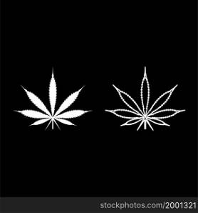 Leaf Cannabis Marijuana Hemp icon white color vector illustration flat style simple image set. Leaf Cannabis Marijuana Hemp icon white color vector illustration flat style image set