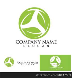 Leaf Circle Nature green logo vector icon design template