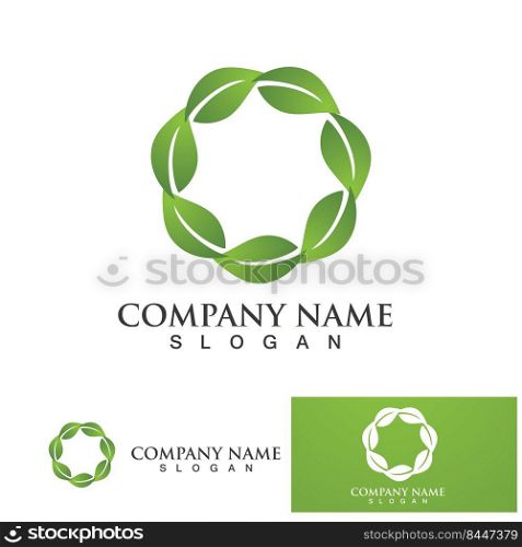 Leaf Circle Nature green logo vector icon design template