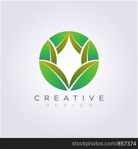 Leaf Circle Template Design Company Logo Vector Symbol Icon.