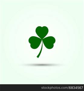leaf clover on a white background. Vector shamrock icon. Green shamrock illustration with shadow. Isolated shamrock for Saint Patrick s Day.