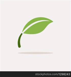 Leaf. Color icon with shadow. Nature glyph vector illustration