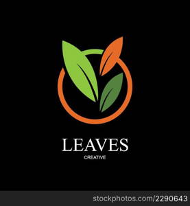 leaf creative logo illustration design on black background