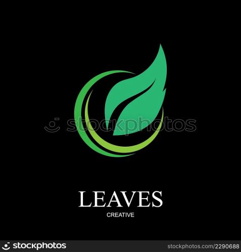 leaf creative logo illustration design on black background