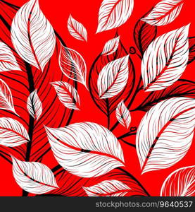 Leaf drawing art pattern on a red Royalty Free Vector Image