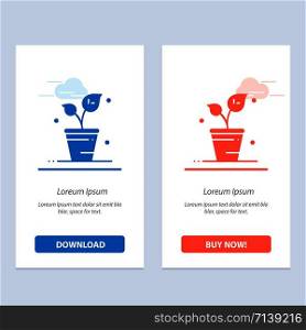 Leaf, Ecology, Spring, Nature Blue and Red Download and Buy Now web Widget Card Template