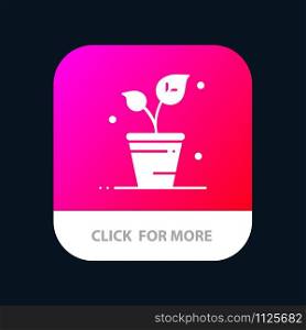 Leaf, Ecology, Spring, Nature Mobile App Button. Android and IOS Glyph Version