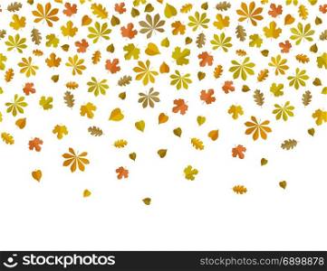 Leaf fall background. Autumn flat banner with yellow foliage.
