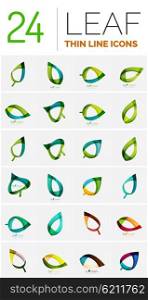 Leaf geometric icons, made of wave elements. Vector illustration