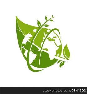 Leaf green earth logo template Royalty Free Vector Image