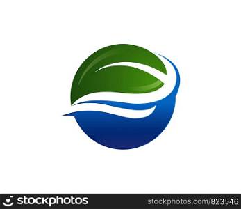 leaf green nature and water logo symbol template Vector