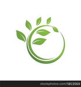 Leaf green plant logo fresh vector template
