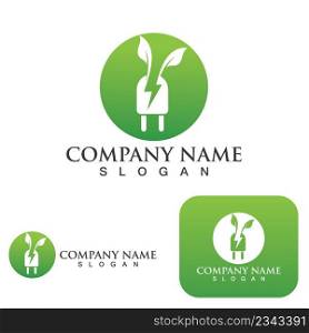 Leaf green power logo and symbol template