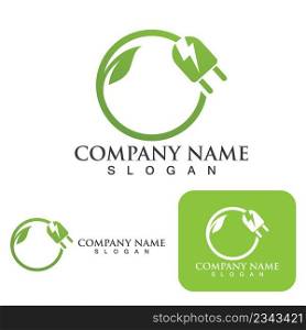 Leaf green power logo and symbol template