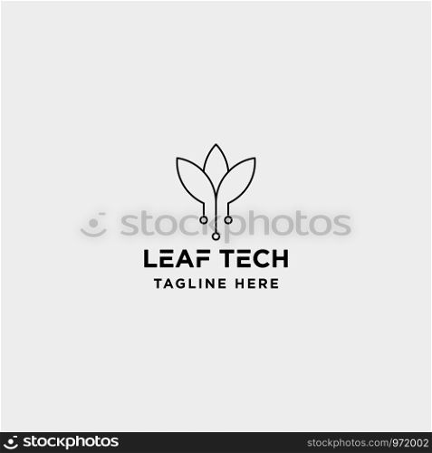 leaf green technology logo design nature tech symbol icon illustration. leaf green technology logo design nature tech symbol icon