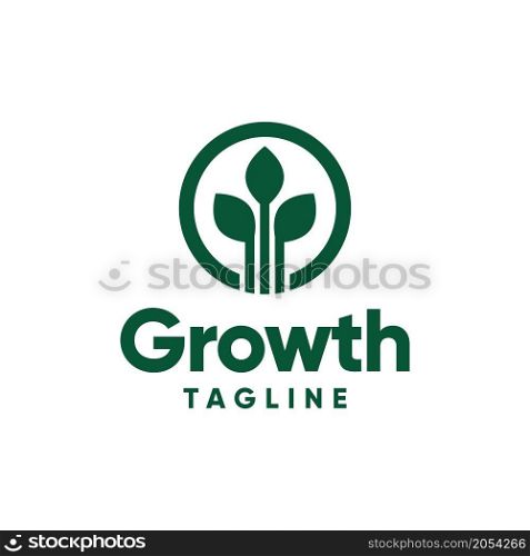 leaf growth logo vector design illustration