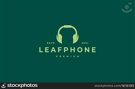 leaf headphone logo vector design illustration