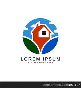 leaf home logo template