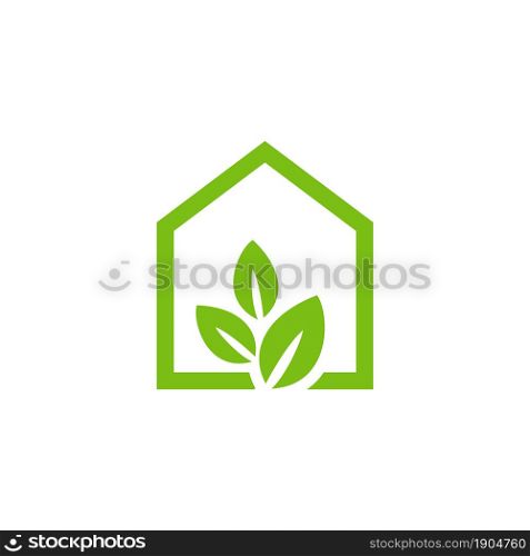 leaf house logo design template